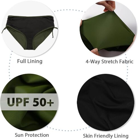Bonneuitbebe Women's Bikini Bottoms Full Coverage Swim Bottoms Mid Waisted Bathing Suit Bottoms Swimsuit Bottoms in Kuwait