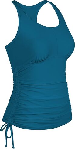 Firpearl Racerback Tankini Tops for Women Swimwear Drawstring Swim Tank Top Ruched Bathing Suit Tops Only in Kuwait
