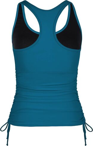 Firpearl Racerback Tankini Tops for Women Swimwear Drawstring Swim Tank Top Ruched Bathing Suit Tops Only in Kuwait