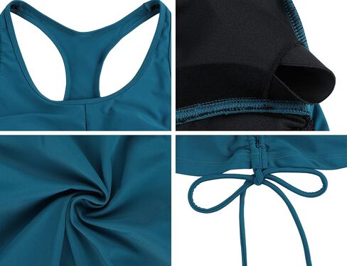 Firpearl Racerback Tankini Tops for Women Swimwear Drawstring Swim Tank Top Ruched Bathing Suit Tops Only in Kuwait