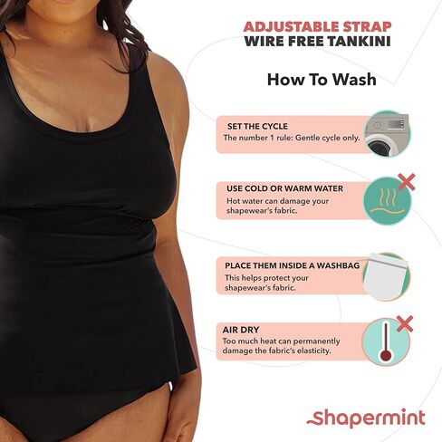 تانكيني SHAPERMINT Essentials بحزام قابل للتعديل وخالي من الأسلاك - ملابس سباحة للنساء من المقاسات الصغيرة إلى الكبيرة in Kuwait
