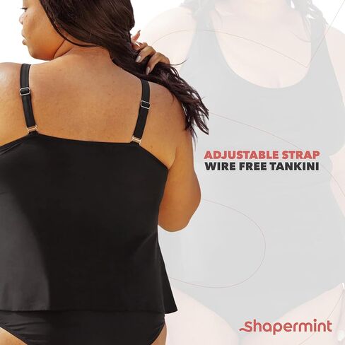 تانكيني SHAPERMINT Essentials بحزام قابل للتعديل وخالي من الأسلاك - ملابس سباحة للنساء من المقاسات الصغيرة إلى الكبيرة in Kuwait