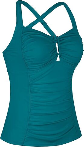 ملابس سباحة Firpearl Tankini للنساء ملابس سباحة متقاطعة من الخلف ملابس سباحة مكشكشة للتحكم في البطن ملابس استحمام علوية فقط in Saudi Arabia