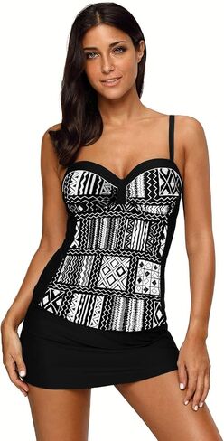 طقم ملابس السباحة النسائية من ريكيتا، هالتر تانكيني، وجزء سفلي من سكورت in Kuwait