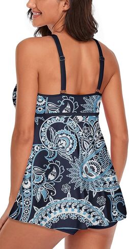 UNIQWETO Tummy Control Tankini Swimsuits for Women's 2 Piece Swimderss Bikini Bathing Suits Tank Top with Boyshorts Swimswear in Kuwait