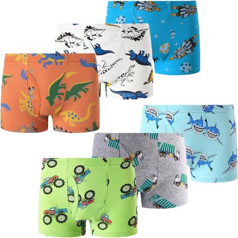 Demifill Boys Boxer Briefs 100% Cotton Monster Car Underwear Toddler Boys Dinosaur Shark Undies in Kuwait