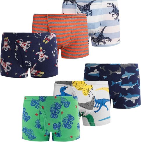 Demifill Boys Boxer Briefs 100% Cotton Monster Car Underwear Toddler Boys Dinosaur Shark Undies in Kuwait