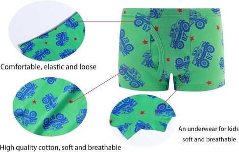 Demifill Boys Boxer Briefs 100% Cotton Monster Car Underwear Toddler Boys Dinosaur Shark Undies in Kuwait