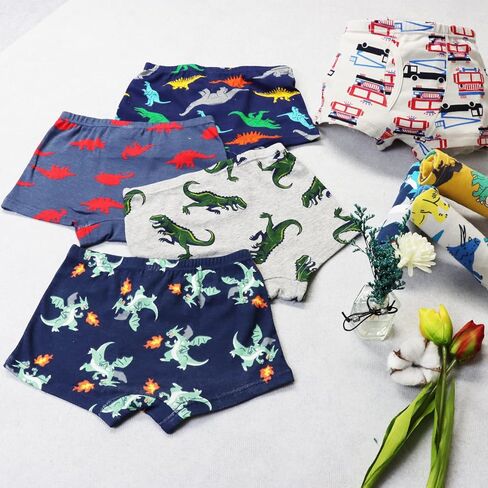 Demifill Boys Boxer Briefs 100% Cotton Monster Car Underwear Toddler Boys Dinosaur Shark Undies in Kuwait