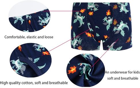 Demifill Boys Boxer Briefs 100% Cotton Monster Car Underwear Toddler Boys Dinosaur Shark Undies in Kuwait