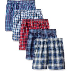 Fruit of the Loom Boys' Woven Boxer, Exposed and Covered Waistband (Pack of 5) in Kuwait