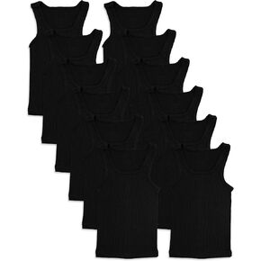 Andrew Scott Basics Boys' 12 Pack Color A-Shirt Sport Tank Top Undershirts
