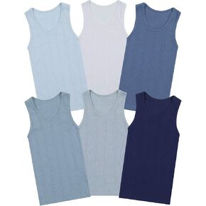 Buyless Fashion Boys Scoop Neck Tagless Undershirts Soft Cotton Tank Top (6 Pack) in Saudi Arabia