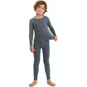 Runhit Boys Thermal Underwear Set Youth Kids Long Johns Boy Base Layer Soft Thermal Pants Fleece Lined Long Sleeve Shirt