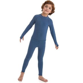 Runhit Boys Thermal Underwear Set Youth Kids Long Johns Boy Base Layer Soft Thermal Pants Fleece Lined Long Sleeve Shirt
