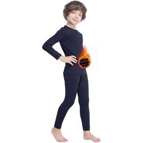 GAZIAR Thermal Underwear for Boys Fleece Lined Long Johns Set for Kids Ultra Soft Base Layer