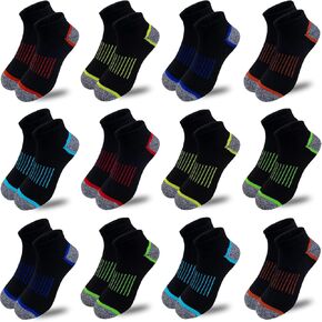 JAMEGIO boys socks 12 Pairs kids Half Cushion Low Cut Socks Sport Ankle Athletic Socks for Little Big Kids