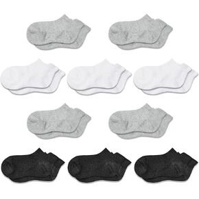 COZYOFFI 10 Pairs Boys Girls Kids Ankle Socks Cotton Athletic Soft Low Cut Socks With Tab