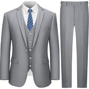 LUPURTY Suits for Men, 3 Piece Men's Suit Slim Fit, Solid Jacket Vest Pants with Tie, One Button Tuxedo Set in Kuwait