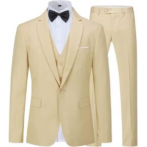 YFFUSHI Men's Slim Fit 3 Piece Suit One Button Business Wedding Prom Suits Blazer Tux Vest Trousers in Saudi Arabia