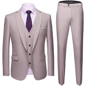 MY'S Men's 3 Piece Slim Fit Suit, One Button Jacket Blazer Vest Pants Set and Tie in Kuwait