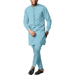 ملابس رسمية أفريقية للرجال، قميص وبنطلون Dashiki، بدلة مكونة من قطعتين، ملابس تقليدية بأكمام طويلة