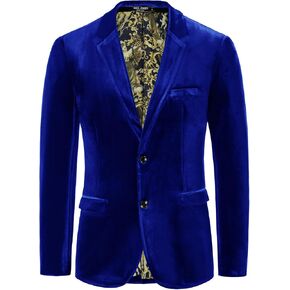 PJ PAUL JONES Mens Velvet Blazer Two Button Solid Slim Fit Blazer Sport Coat for Dinner Prom Wedding