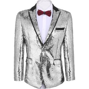 COOFANDY Mens Sequin Blazer Tuxedo Party Prom Wedding Tuxedo One Button Jacket