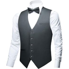 FAIMO Suit Vest for Men Formal, Business Tuxedo Vest Bow Tie Pocket Square Set, Mens Dress Vest for Wedding(XS-4XL) in Saudi Arabia
