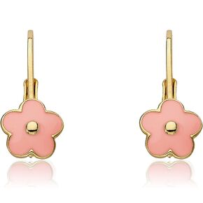 Kids Earrings - 14k Gold Plated Flower Leverback Earrings-Hypoallergenic and Nickel Free For Sensitive Ears