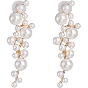 Pearl Dangle Earrings Long Tassel Pearl Earrings for Women Dainty Pearl Chain Earrings Jewelry for Teen Girls