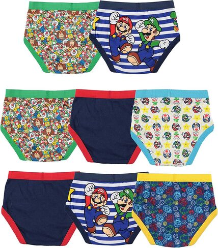 Nintendo Boys' Super 4-7Pack Athletic Boxer, Luigi, Toad, Yoshi, Peach & Bowser, Mario 8pk Brief, 4 in Saudi Arabia