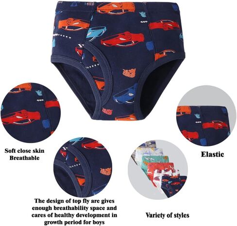 BYONEME 100% Cotton Little Boys Briefs Soft Dinosaur Truck Toddler Underwear in Kuwait