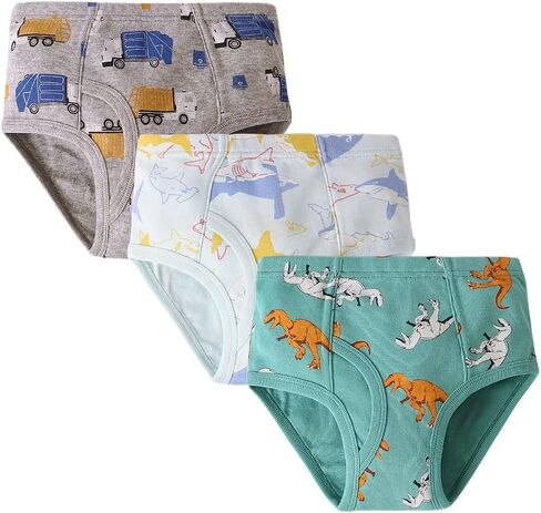 BYONEME 100% Cotton Little Boys Briefs Soft Dinosaur Truck Toddler Underwear in Kuwait
