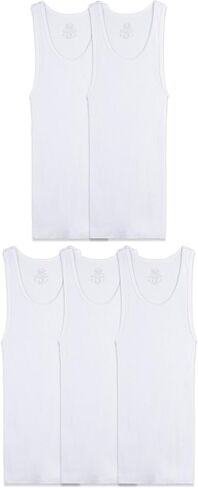 Fruit of the Loom Boys' Cotton Tank Top Undershirt (Multipack), Boys - 5 Pack - White, X-Large in Saudi Arabia