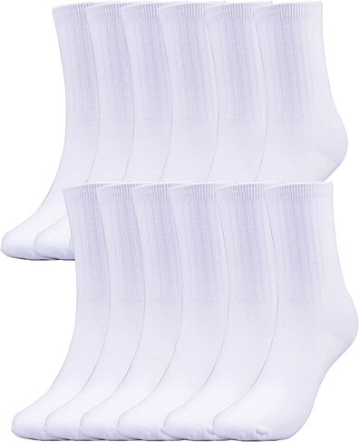 T.H.L.S Unisex Girls Boys Little Kids Youth School Uniform Crew Dress Socks Seamless Black White Navy 6 Pack in Kuwait