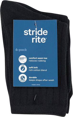 فستان Stride Rite للأولاد من القطن الناعم، جوارب موحدة للطاقم باللون الأسود والكحلي ومقاسات متنوعة 5-11، 12M-11+Y in Kuwait