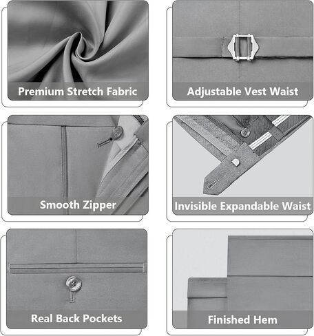 LUPURTY Suits for Men, 3 Piece Men's Suit Slim Fit, Solid Jacket Vest Pants with Tie, One Button Tuxedo Set in Saudi Arabia