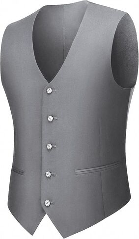 LUPURTY Suits for Men, 3 Piece Men's Suit Slim Fit, Solid Jacket Vest Pants with Tie, One Button Tuxedo Set in Saudi Arabia