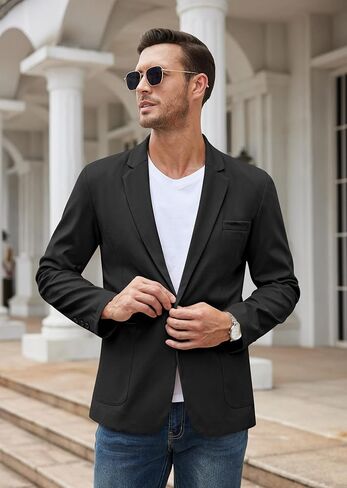 COOFANDY Men's Casual Sport Coat Regular Fit Lightweight Linen Blazer Jacket Stylish One Button Suit Jackets in Kuwait