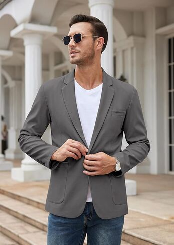 COOFANDY Men's Casual Sport Coat Regular Fit Lightweight Linen Blazer Jacket Stylish One Button Suit Jackets in Kuwait