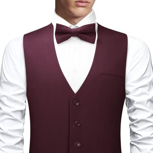 FAIMO Suit Vest for Men Formal, Business Tuxedo Vest Bow Tie Pocket Square Set, Mens Dress Vest for Wedding(XS-4XL) in Kuwait