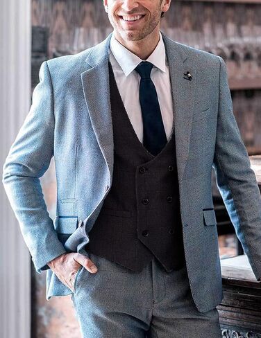 COOFANDY Men's Formal Suit Vest Double Breasted Dress Vest Slim Fit Business Waistcoat in Saudi Arabia