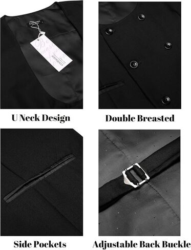 COOFANDY Men's Formal Suit Vest Double Breasted Dress Vest Slim Fit Business Waistcoat in Saudi Arabia
