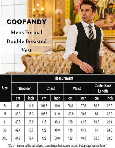 COOFANDY Men's Formal Suit Vest Double Breasted Dress Vest Slim Fit Business Waistcoat in Saudi Arabia