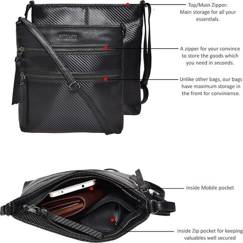 محفظة كروس جلدية للنساء من ESTALON - محفظة صغيرة طويلة على الكتف وحقائب يد نسائية in Kuwait