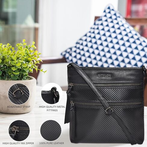 محفظة كروس جلدية للنساء من ESTALON - محفظة صغيرة طويلة على الكتف وحقائب يد نسائية in Kuwait