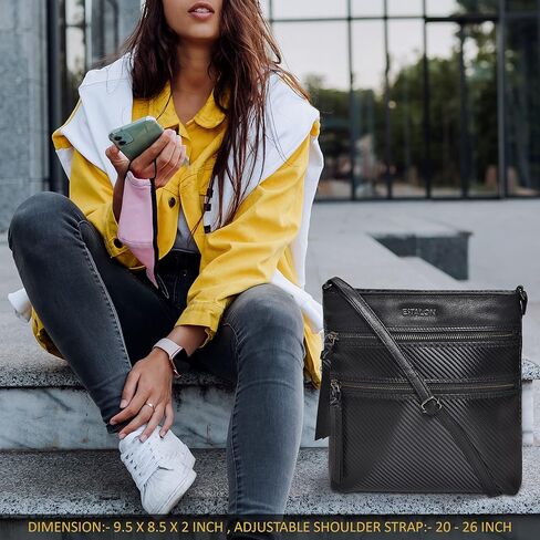 محفظة كروس جلدية للنساء من ESTALON - محفظة صغيرة طويلة على الكتف وحقائب يد نسائية in Kuwait