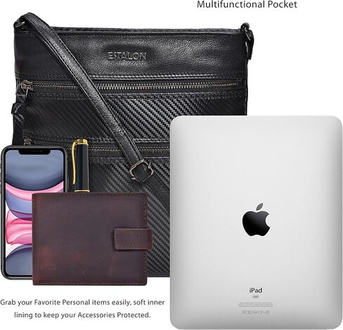 محفظة كروس جلدية للنساء من ESTALON - محفظة صغيرة طويلة على الكتف وحقائب يد نسائية in Kuwait