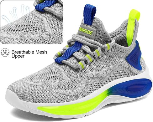 RUNSIDE Boys Girls Sneakers, Lace up Kids Tennis Shoes for Walking/Running Lightweight Breathable Gym Shoes Outdoor, Little Kid/Big Kid in Kuwait
